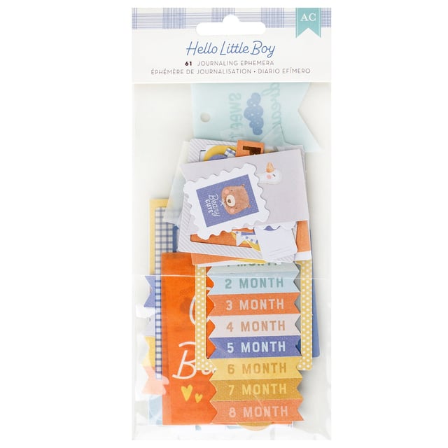 American Crafts Hello Little Boy Ephemera Die Cuts - Journaling, Gold Foil
