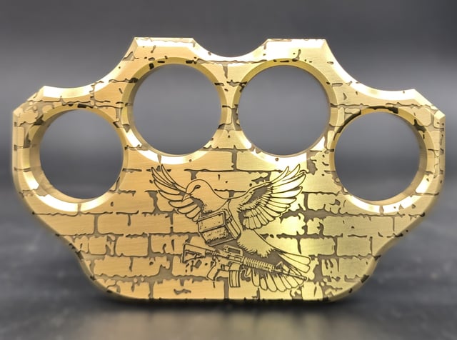 Limited Edition Milspin 3/4lb Brass Knuckle F*ck Around Find Out Solid Brass Paperweight | Graffiti