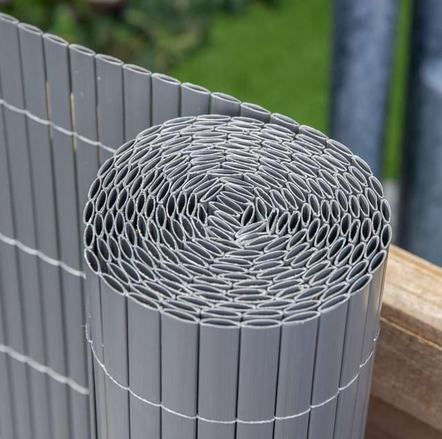 Artificial Grey Bamboo Cane Plastic Garden Screening Roll 4m x 1m