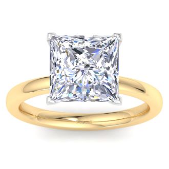 5 Carat Princess Cut Lab Grown Diamond Solitaire Engagement Ring In 14K Yellow Gold (G-H,VS)