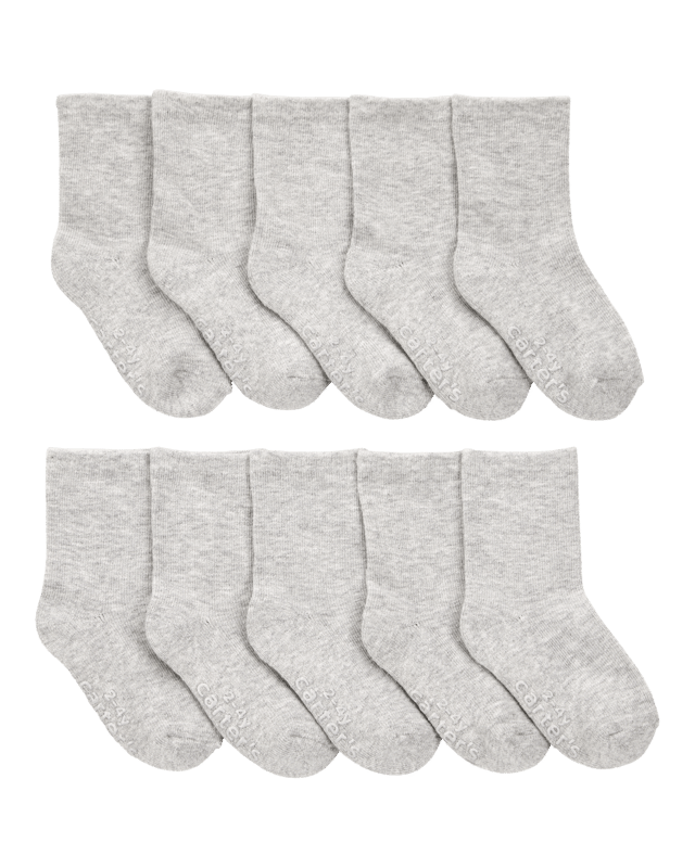 Toddler 10-Pack Crew Socks - Grey