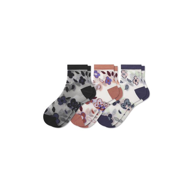 Women’s Sheer Garden Party Quarter Sock 3-Pack 