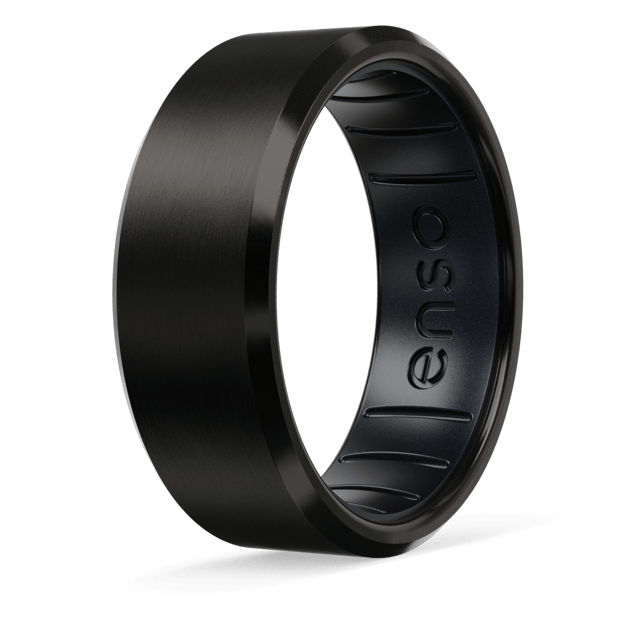 Hybrid Bevel Ring - Black Zirconium and Black Pearl