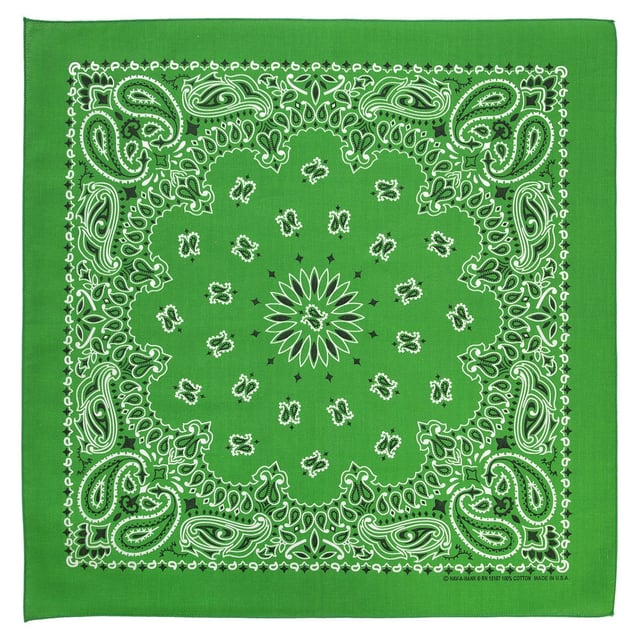 1 piece, CM Western Paisley Bandanas in Bulk Imported 100% cotton, Kelly Green, 22" x 22" 