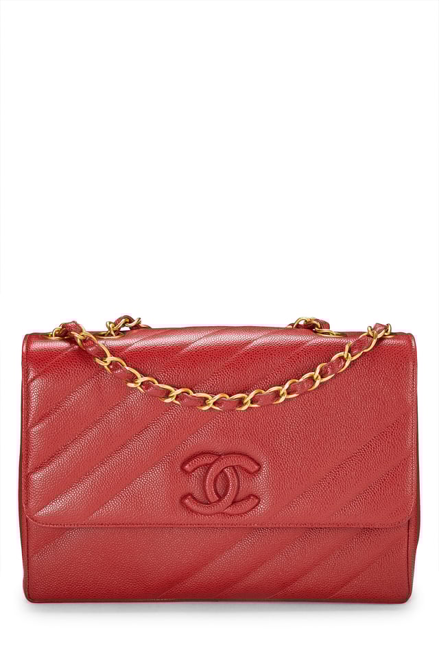 Red Caviar Diagonal Flap Jumbo