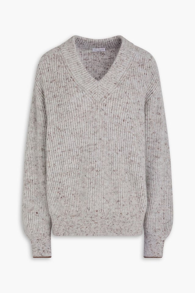 Mélange ribbed wool-blend sweater - gray - One Size