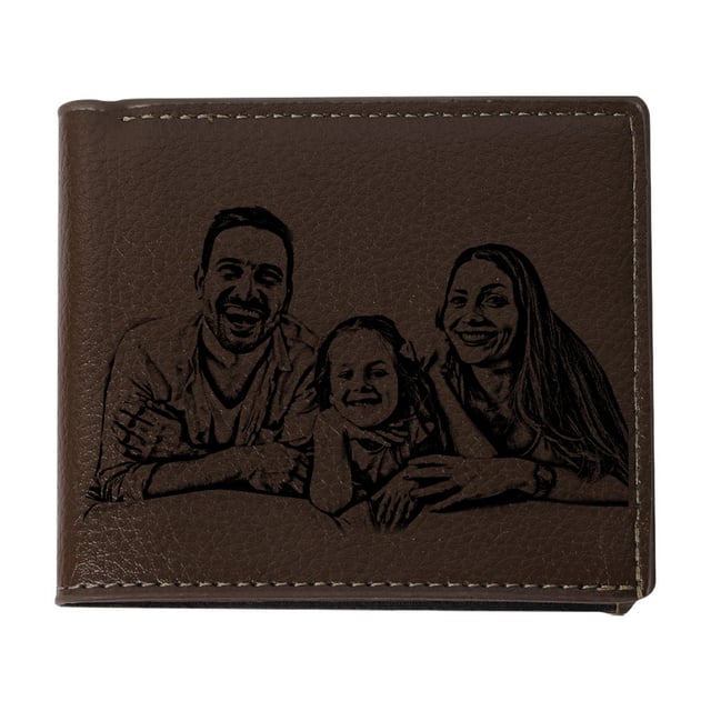 Father's Day Gifts Personalized Photo Wallets with Custom Text Mens Leather Wallet For Him
