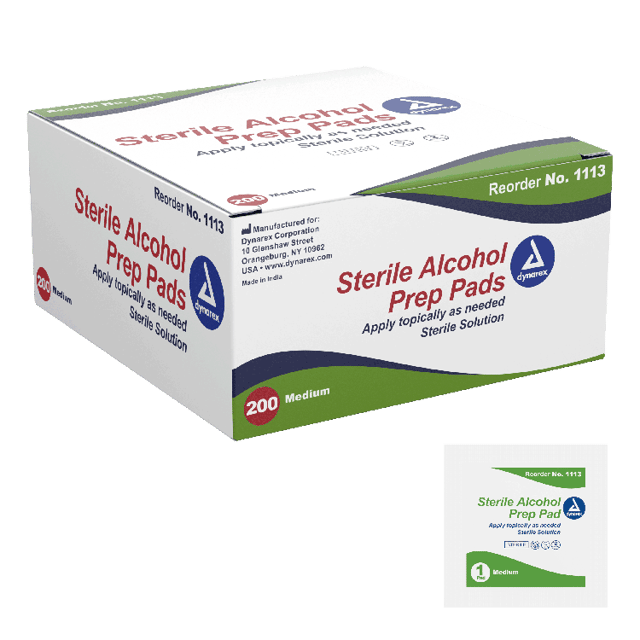 Dynarex Alcohol Prep Pad Sterile, Medium