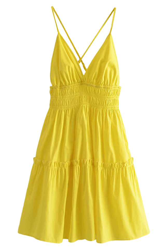 'Quincey' V-Neck Pleated Dress