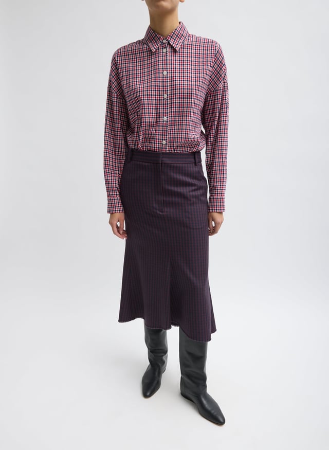 Jules Wool Gingham Sculpted Silke Skirt