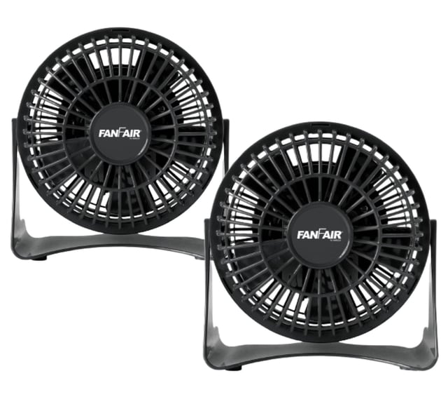 FanFair Single Speed 4" Personal Desk Fan - 2pk