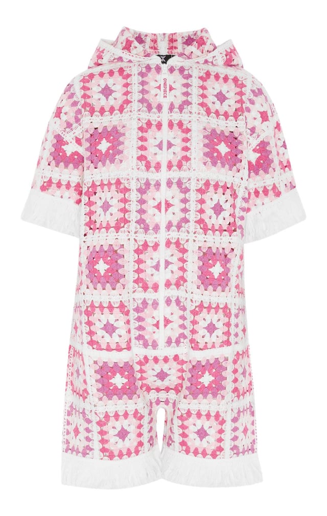 Crochet Short Jumpsuit Pink