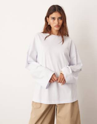 ARRANGE cotton oversized long sleeve t-shirt in white
