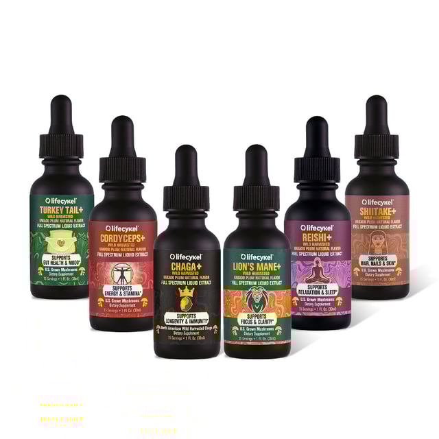 Full Shroom Travel Set - 1oz of Lion's Mane, Reishi, Cordyceps, Shiitake, Turkey Tail & Chaga