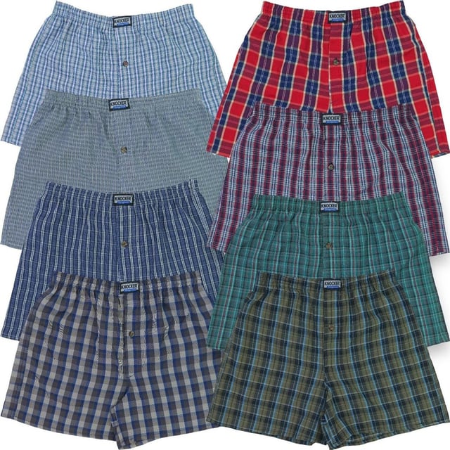 Men's Button Fly Loose Fit Tartan Plaid Boxers (3- or 6-Pack)