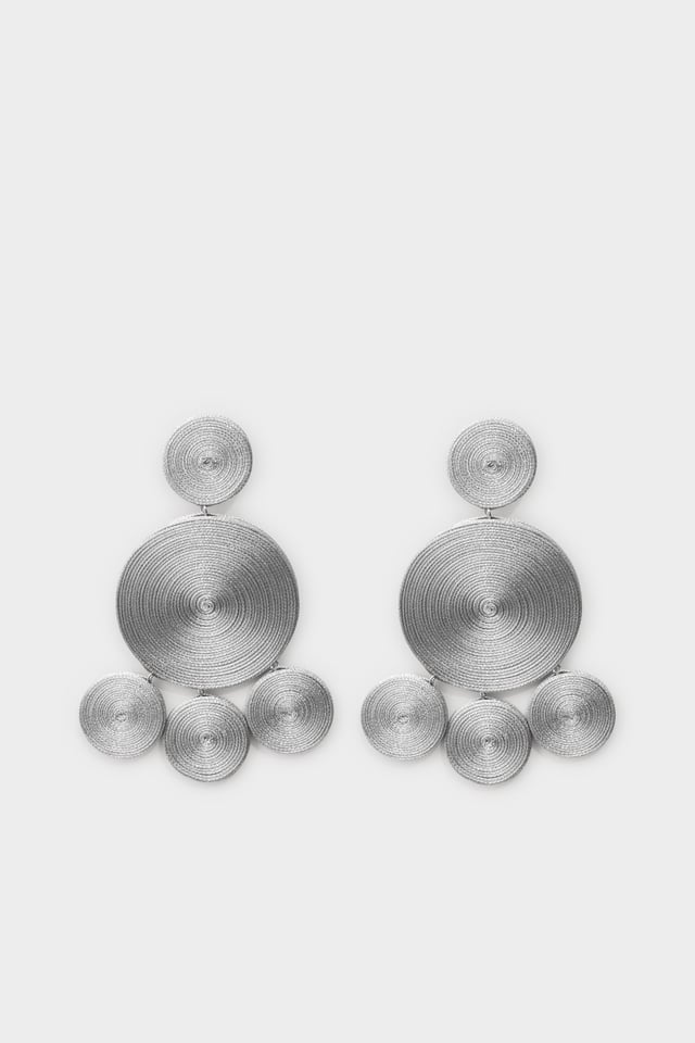 Raffia Deco Earring In Lurex Silver