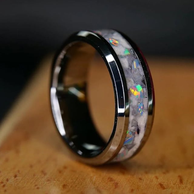 The Cosmic Glowstone Cremation Ring with Ashes