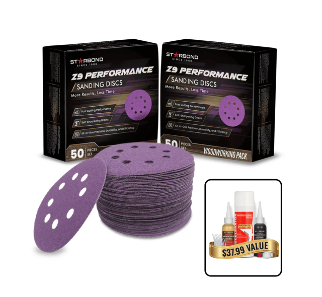 5" 8-Holes Z9 Sanding Discs Promo Bundle | 2x Multi-Grit 50-Pack + FREE Knot-Filler System