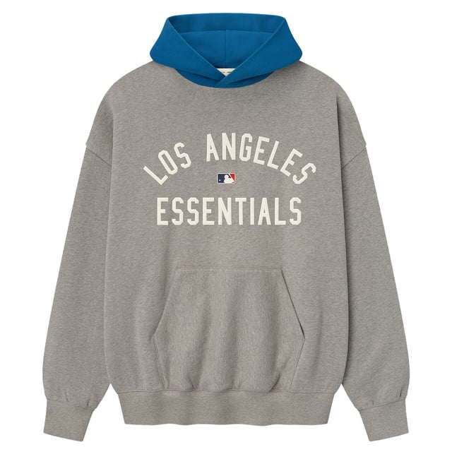 Men's Los Angeles Dodgers Fear of God x MLB Warm Heather Gray/Royal Sport Fit Hoodie