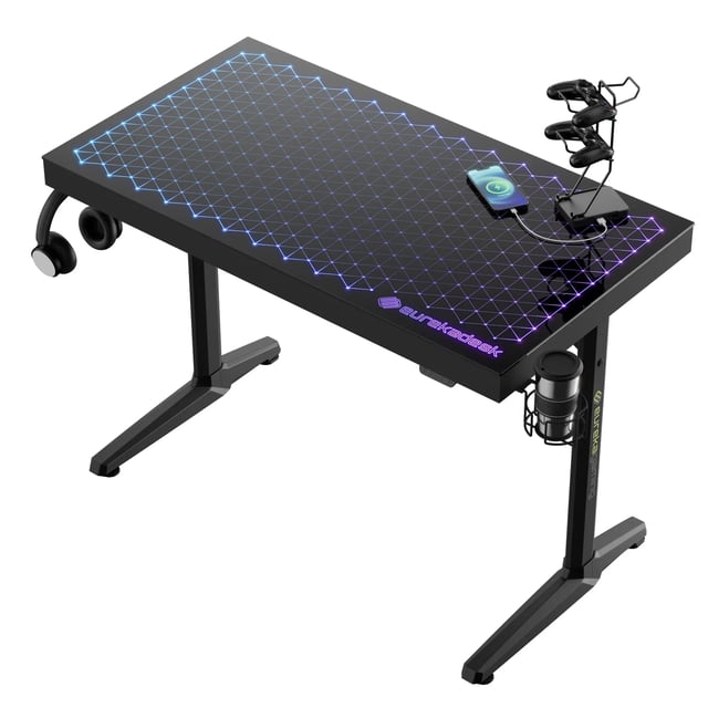 GTG - I43, LED Glass Desktop Gaming Desk (43"x23")