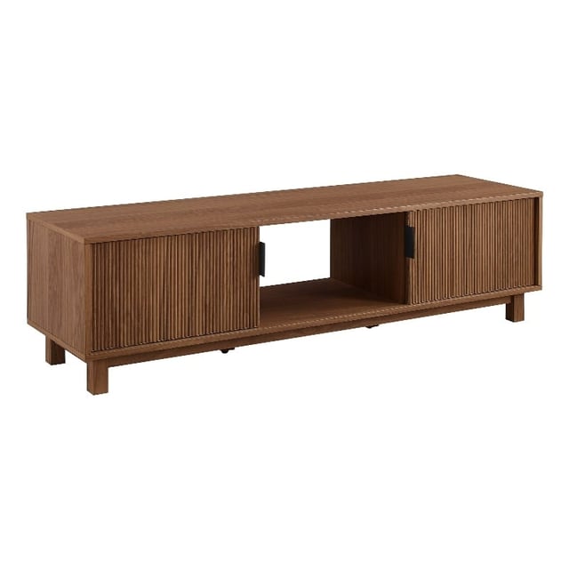 Pemberly Row 58" 2-Door Wood TV Stand with Reeded Fronts - Mocha