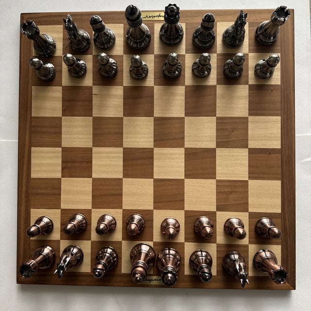 Kasparov Grandmaster Silver and Bronze Chess Set - 20" Board No Box