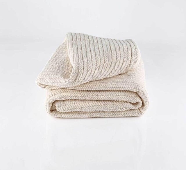 Organic Striped Chenille Herringbone Blanket and Throw