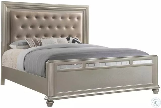 Kaleidoscope Platinum King Upholstered Panel Bed