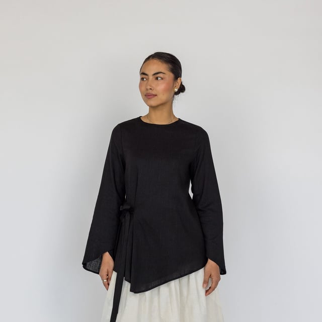 Tie Front Top Black