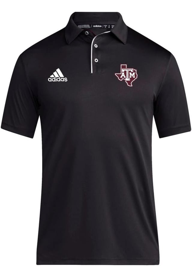 Adidas Texas A&M Aggies Mens Black Coach Short Sleeve Polo