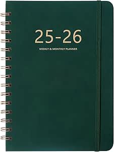 2025 Planner - Weekly and Monthly Planner 2025, January 2025 - December 2025, 6.4" x 8.5", Daily Planner Calendar Planner with Monthly Tabs, Elastic Closure, Pocket, Notes, Faux Leather Cover Yearly Agenda(Green)