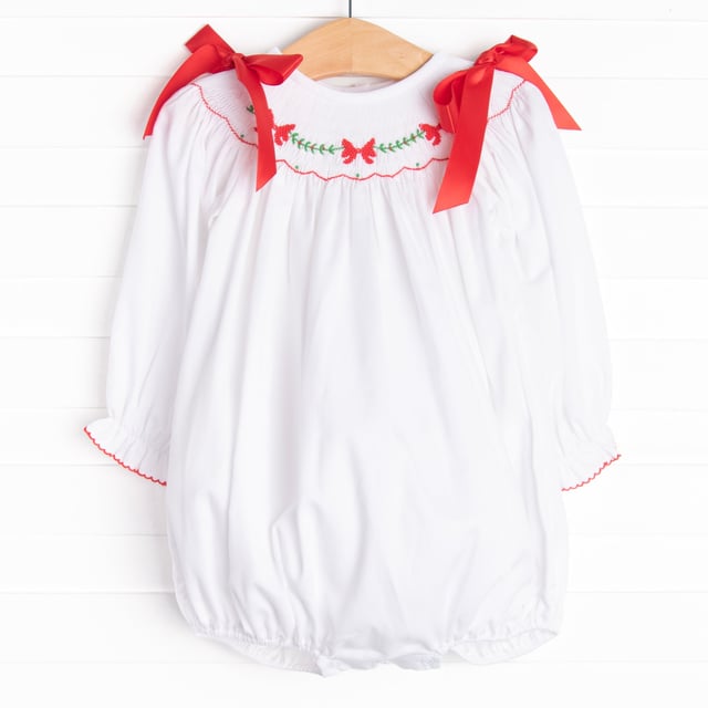 Let's Be Jolly Smocked Bubble, White