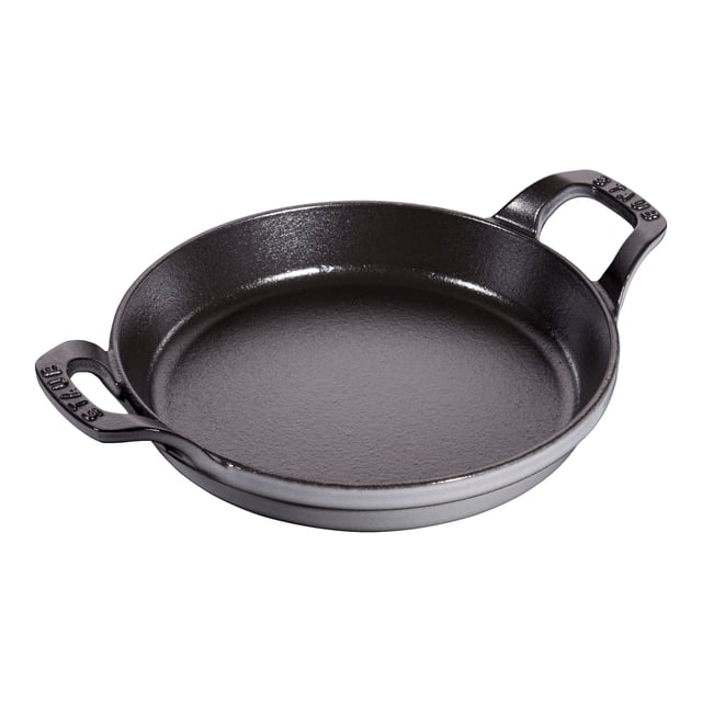Staub Cast Iron 7.5-inch, Round, Gratin Baking Dish, Graphite Grey
