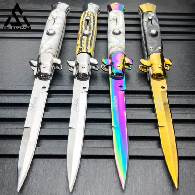 8.75" Italian Stiletto AKC Switch Blade Auto Pocket Knife