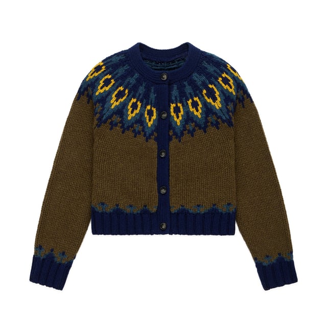 Women's Wool Fairisle Cardigan Olive
