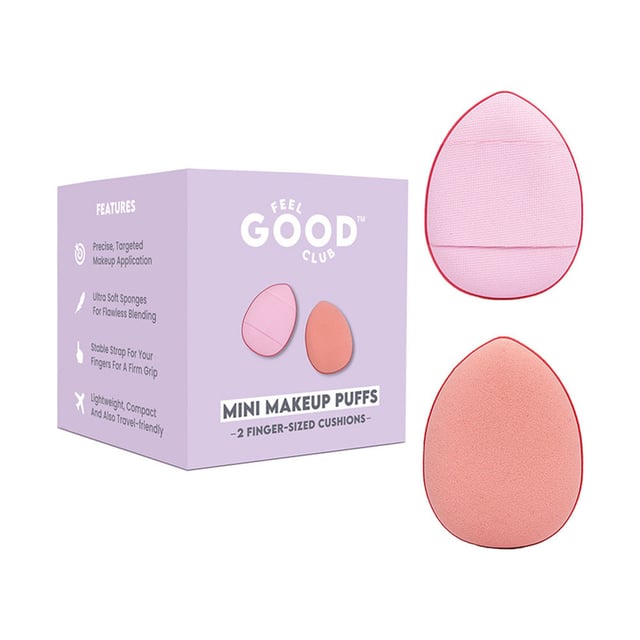 Feel Good Club Mini Makeup Puffs - Pack Of 2 Finger Sized Cushion Applicator Beauty Blender Sponges