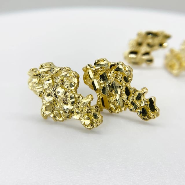 Nugget Earrings Gold Plated Push Back Stud Earrings 