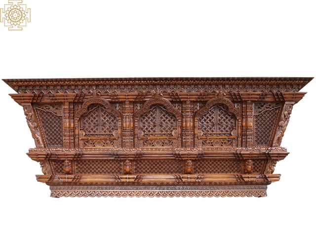 32'' Large Tibetan Traditional Design Window | Wooden | Nepalese Handicrafts