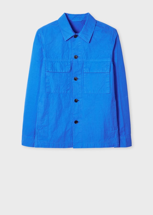 Cobalt Blue Cotton-Linen Overshirt