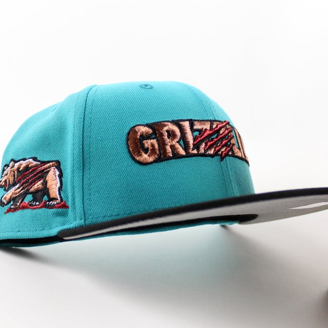 Fresno Grizzlies Grizzlies Bear Patch New Era 59Fifty Fitted Hat (Teal Breeze Black Grey Under Brim)