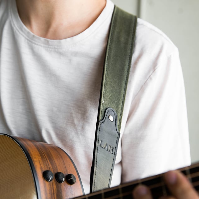 The Hill Fine Leather and Canvas Personalized Guitar Strap