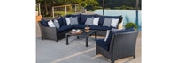 Deco™ 6 Piece Sunbrella® Outdoor Sectional & Table Set - Navy Blue FREE SHIPPING
