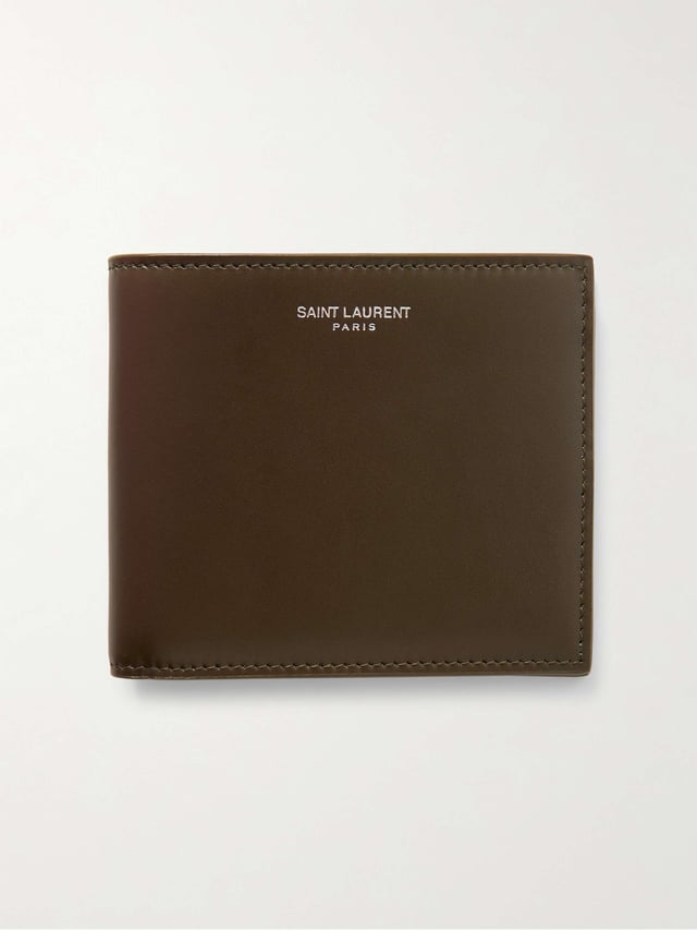 Logo-Print Leather Billfold Wallet - dark green - One Size