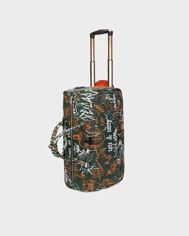 Graffiti Rolling Duffle Bag in Emerald Green