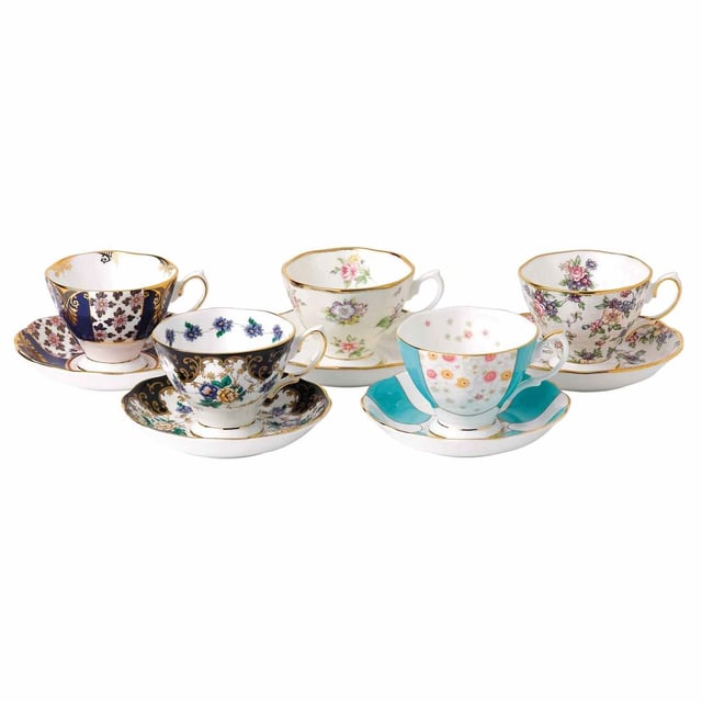 Royal Albert 100 Years of Royal Albert 1900-1940 5-Piece Teacup & Saucer Set