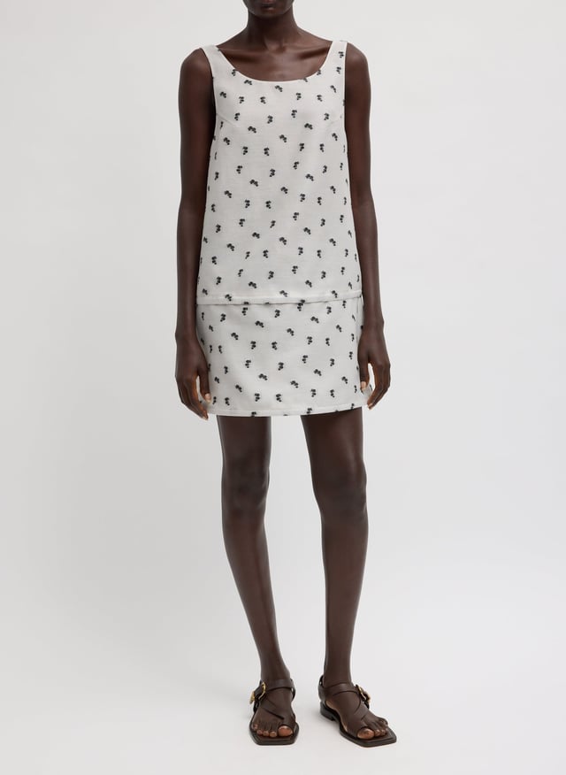 Silk Gazar Jacquard Hoop Sleeveless Dress