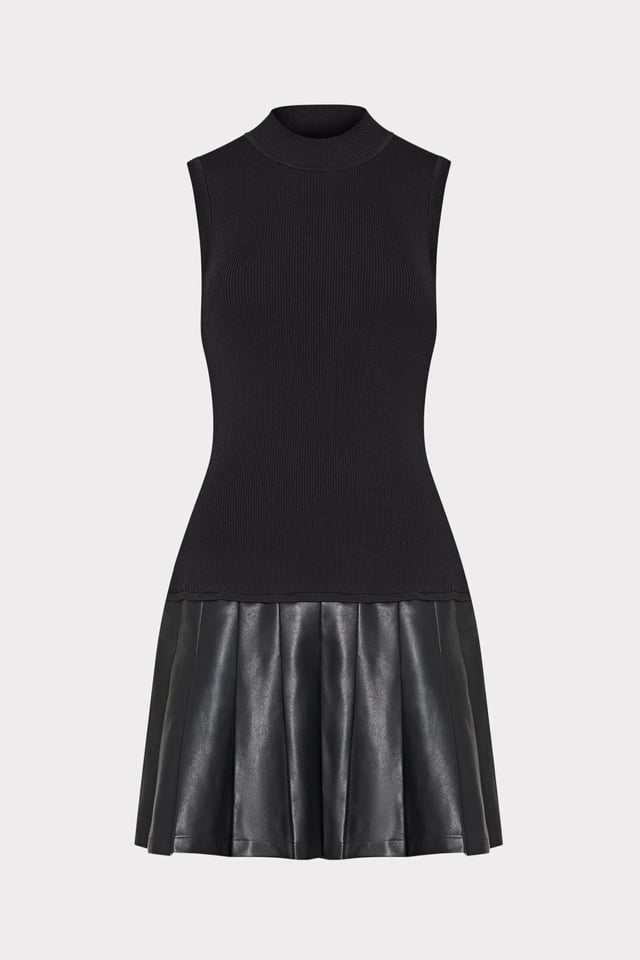 Leather Skirt Knit Dress