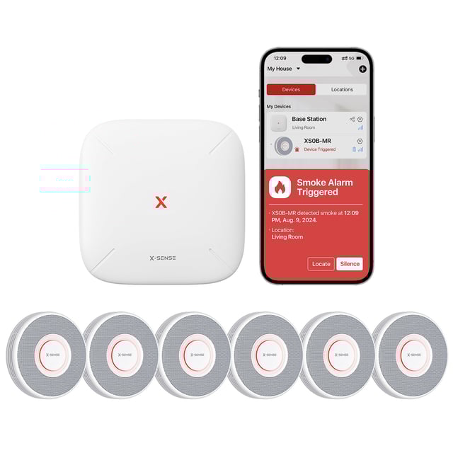 Smart Wireless Interconnected Smoke Detector with Voice Alerts, X-Sense XS0B-MR