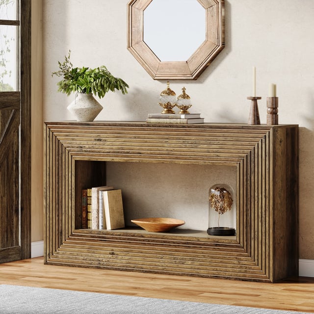 59" Console Table, Farmhouse Sofa Table Hallway Table with Storage