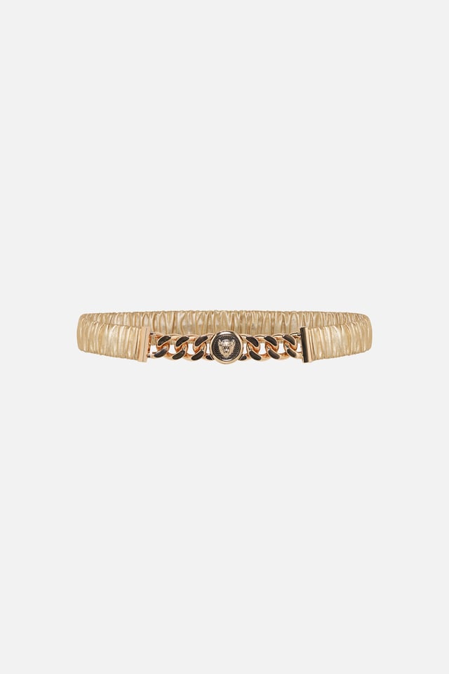 LEOPARD BUTTON ELASTIC BELT GOLD